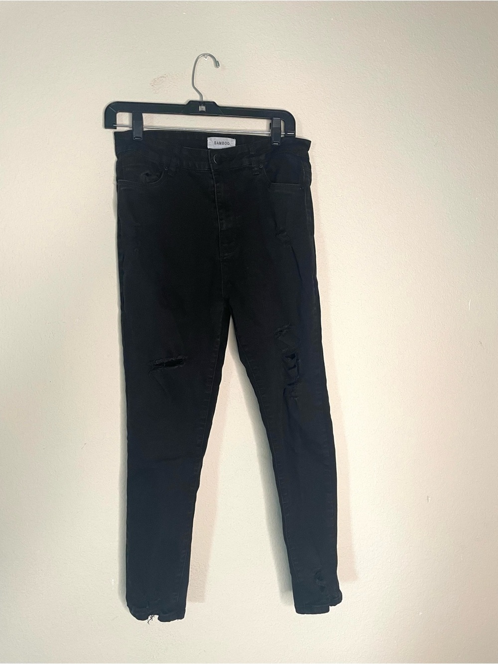 BAMBOO Black High-Waist Distressed Women’s Skinny Jeans